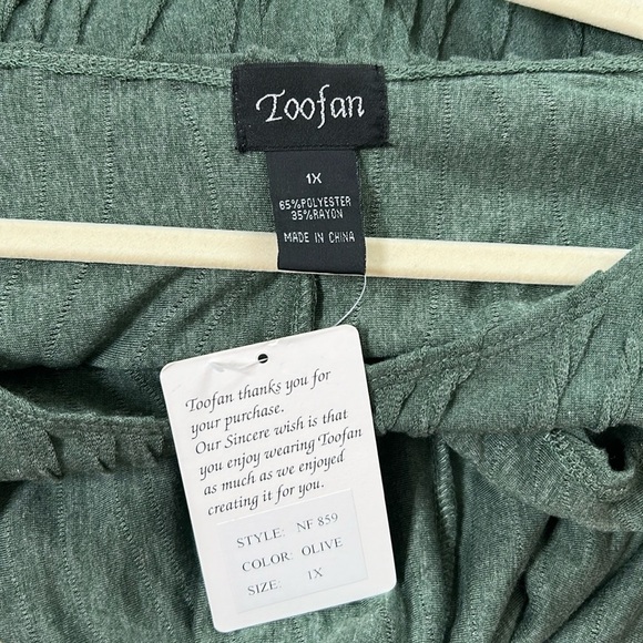 NWT Toofan Textured Sage Green Tunic Top Size 1X Lagenlook Art to Wear - Picture 9 of 9